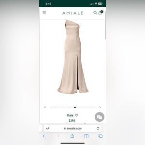 NWT size 10 Amsale Kaia in fluid satin color champagne